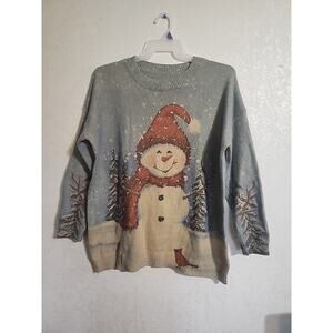 Women's Snowman Sweater - blue/gray